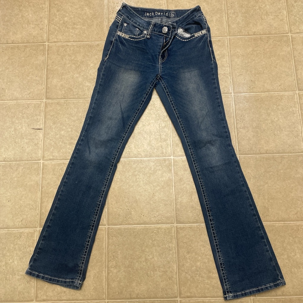 SIZE 5 JACK DAVID DENMIN RHINESTONE FLARED / BOOTCUT JEANS